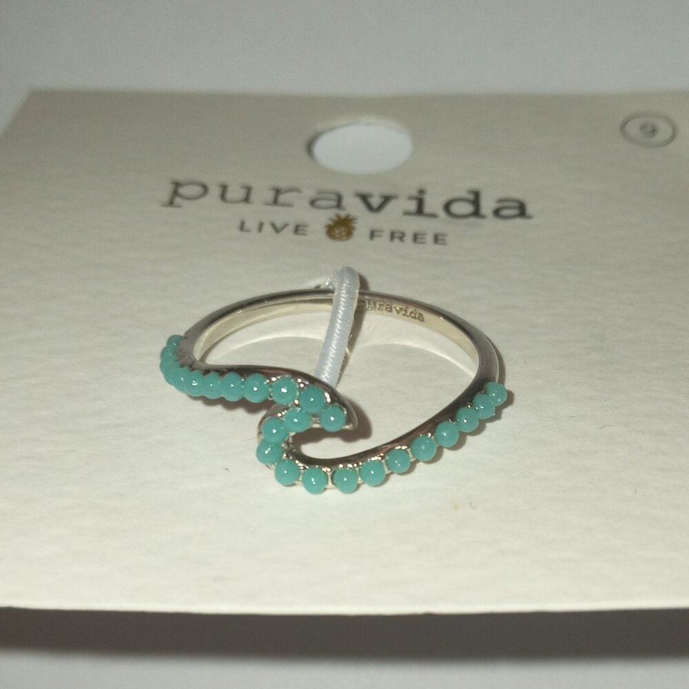 PURA VIDA Neon Wave Ring Silver